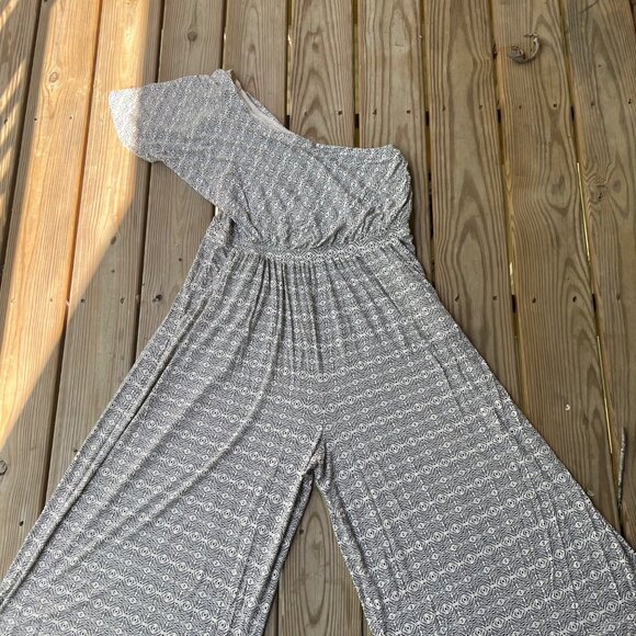 Anthropologie Maeve Jumpsuit L Jamie Print One-Shoulder Wide Leg Romper Sz Large - Picture 8 of 12